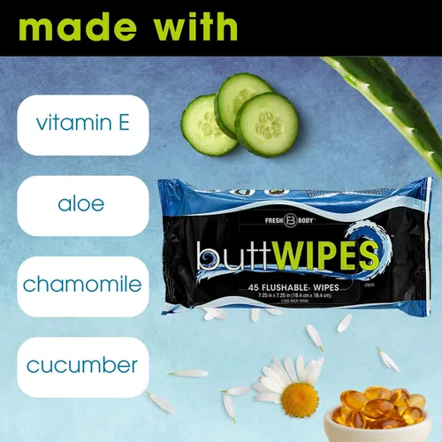 Miniatura 4 de ButtWIPES - Toallitas desechables a base de agua con aloe y vitamina E, hechas sin alcohol ni fragancia añadida para adultos (paquete de 3)