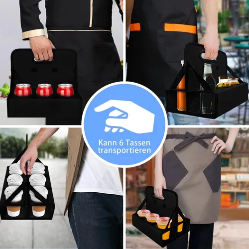 Miniatura 2 de Portabebidas portátil para 6 tazas, con asa, soporte plegable reutilizable para café, vino, latas, lleva de forma segura bebidas frías y calientes