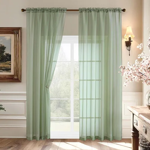 Miniatura 207 de Aiyufeng 2 paneles de cenefa transparente negra de 14 pulgadas de largo, cortinas cortas negras transparentes para dormitorio, cortinas de cocina