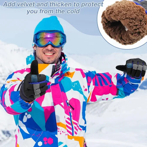 Miniatura 6 de Bencailor 4 pares de guantes de esquí para hombres, mujeres y niños, guantes de nieve resistentes al viento, guantes de invierno cálidos