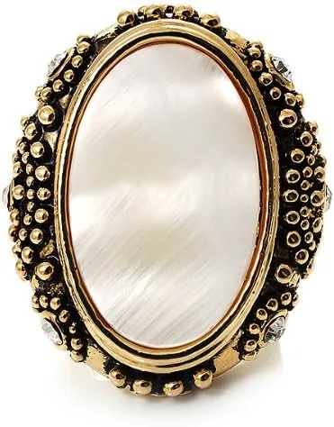 Miniatura 2 de Avalaya Anillo grueso de cristal de concha de oro envejecido