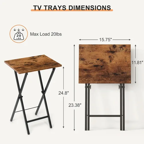 Miniatura 3 de Acovy Juego de 2 Mesas Bandeja para TV, Bandeja de Cena para TV, Mesa Plegable, Mesas-Bandeja de TV Plegables, Mesa Auxiliar para Cama, Sofá