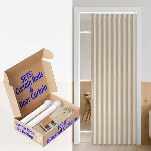 Miniatura 34 de AJAZZ Cortina de puerta magnética 100% opaca de acordeón para armario, cortina invisible para puerta interior de dormitorio, sala de estar, pasillo