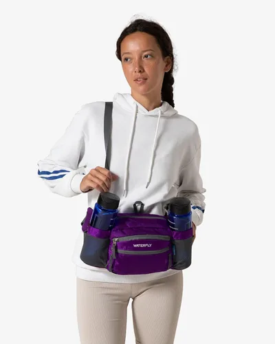 Miniatura 2 de WATERFLY Riñonera cangurera: Riñonera para mujeres y hombres con dos soportes para botellas de agua para senderismo, para correr, caminar, caminar