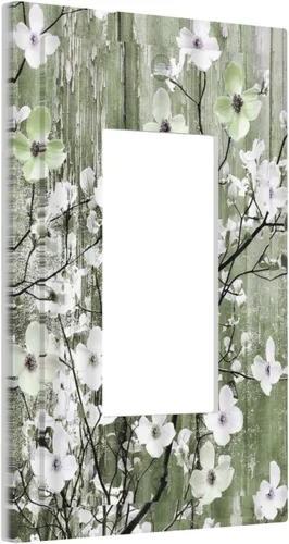 Miniatura 75 de Cubierta de interruptor de luz de 3 cuadrillas con diseño de flores azules púrpuras, cubierta de placa de pared de triple palanca, arbustos florales
