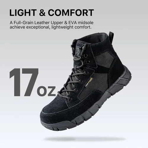 Miniatura 3 de FREE SOLDIER Botas de trabajo duraderas para hombre, 6 pulgadas, ligeras, impermeables, botas de senderismo, botas tácticas de cuero de gamuza
