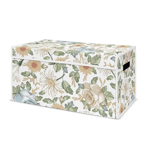 Sweet Jojo Designs Caja de almacenamiento de juguetes de tela pequeña vintage floral azul amarillo para niña, caja de almacenamiento para bebé, Azul