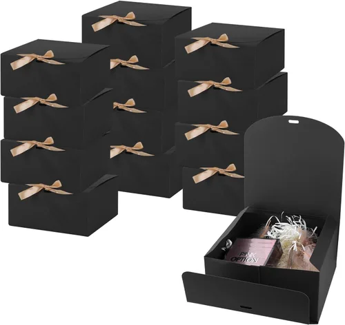 Miniatura 8 de Paquete de 12 cajas de regalo blancas con tapas a granel, caja de propuesta de dama de honor con cinta, cajas de regalo para bodas, Navidad, día