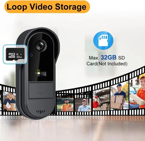 Miniatura 4 de Timbre con cámara inalámbrica sin suscripción con monitor para el hogar/apartamento, Timbre con cámara 1080P no necesita aplicación/WiFi, video