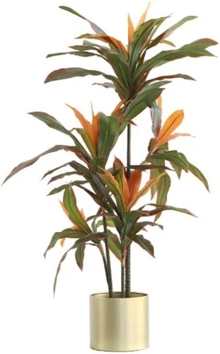 Miniatura 3 de Árbol artificial artificial en maceta, plantas artificiales de hierro con borde rojo, árbol de vegetación a gran escala, árboles falsos para muebles