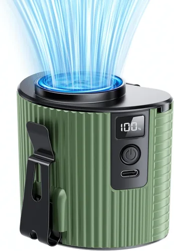 Miniatura 8 de Doublepow Ventilador portátil, ventilador de cintura recargable, mini ventilador de cinturón de flujo de aire fuerte de 11000 RPM, 5 velocidades