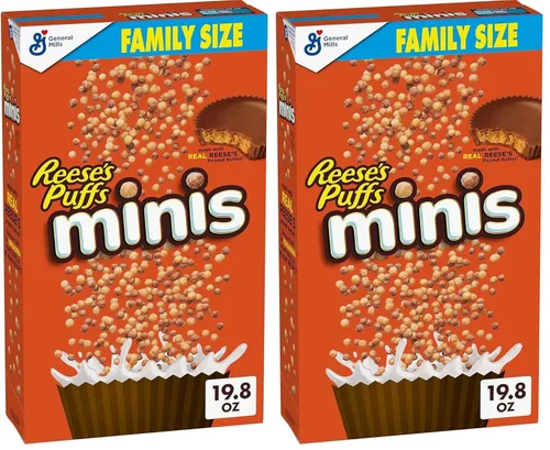 Miniatura 8 de Reese's Puffs Minis - Cereal para desayuno, cereal de mantequilla de maní y chocolate, tamaño familiar, 19.8 onzas