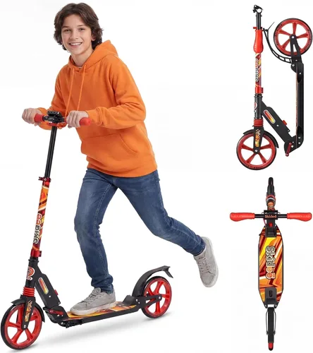 SKIDEE Patinete para Adultos y Adolescentes, Altura Ajustable, Plegable, Ruedas Grandes, Ligero, Duradero, Suspensión Anti-Golpes, Hasta 220 Libras