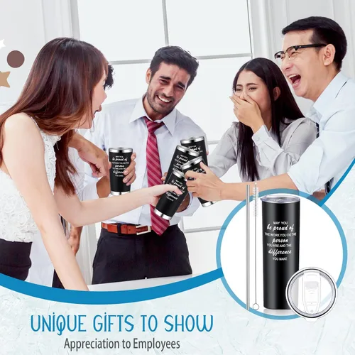 Miniatura 5 de Lallisa 12 juegos de regalos de agradecimiento para hombres y mujeres, taza de viaje de acero inoxidable aislado de 20 onzas, regalos de Navidad