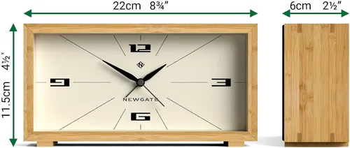 Miniatura 3 de NEWGATE® Lemur - Reloj despertador Diseño rectangular Funda de bambú Ideal para mesita de noche, escritorio o estante Moderno accesorio