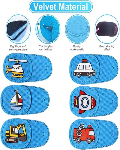 Miniatura 4 de Parches para ojos para niños, 6 piezas de parche para ojos izquierdo para niños, parche reutilizable para ojos perezosos, tratamiento de ambliopía