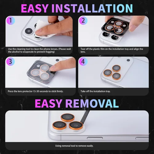 Miniatura 6 de Protector de Lente de Cámara para iPhone 17 Pro/17 Pro Max, Protector de Cámara de Vidrio Templado Individual con Bandeja de Instalación Compatible