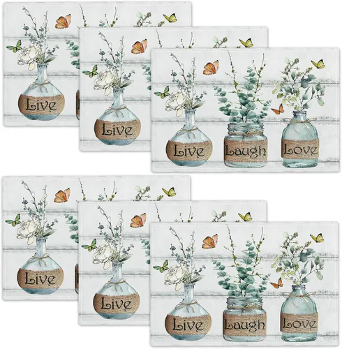 Miniatura 33 de Juego de 4 manteles individuales con diseño de flores y rosas, manteles individuales lavables para decoración del hogar, fiesta, interior, cocina