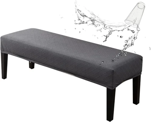 Miniatura 21 de Genina Fundas impermeables para banco de comedor, protector de asiento de banco de jacquard elástico, funda de banco rectangular para dormitorios