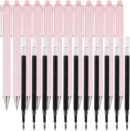 Miniatura 7 de Bolígrafos de tinta negra rosada, retráctiles, de secado rápido, lindo bolígrafo para diario Bolígrafos de escritura suave de 0.024 in