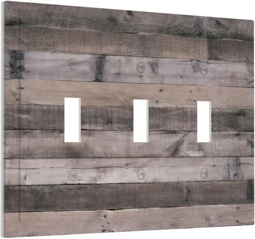 Miniatura 390 de Placa Decorativa de Pared de Granja Rústica con Cuerno de Madera para Puerta de Granero 1 Banda Duplex Cubiertas de Toma Eléctrica Soltera