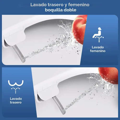 Miniatura 2 de Clirass Asiento de inodoro de bidé redondo con cierre silencioso, asiento de inodoro de bidé no eléctrico con boquillas duales autolimpiables, se