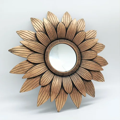 Espejos retro dorados para pared, paquete de 1. Espejos redondos. Forma de girasol. Espejos decorativos. Espejos de pared para decoración del hogar.