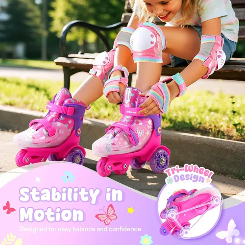 Miniatura 3 de Patines de Ruedas para Niños Principiantes - ZOOBLISS Patines de Ruedas para Niños Pequeños para Niños y Niñas de 3 a 7 Años con Ruedas que se Rosa