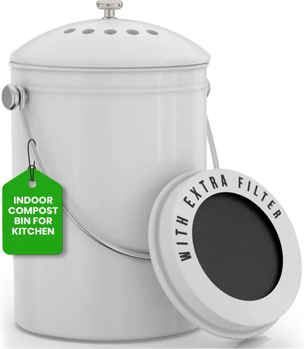 Miniatura 11 de Utopia Kitchen contenedor de compost para interior, compostaje sin olor con filtro de carbón, compostador grande de acero inoxidable de 1.3 galones