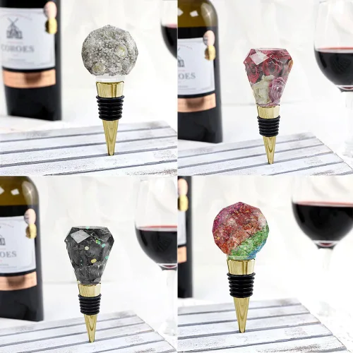 Miniatura 6 de Juego de 10 tapones para botellas de vino Kit, juego de moldes para tapones de botellas de vino de resina, accesorios, tapón de vino para moldes