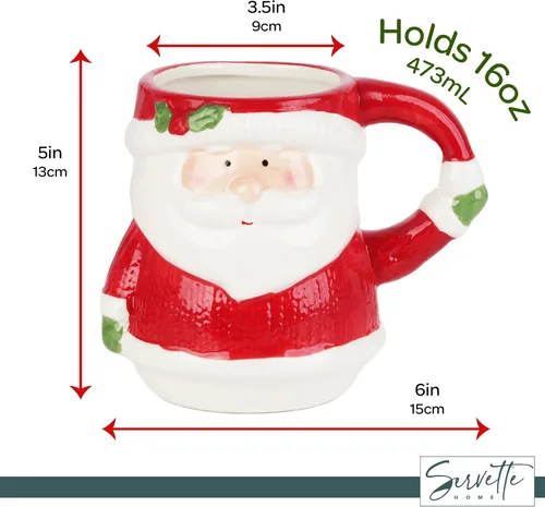 Miniatura 5 de Servette Home Tazas navideñas de invierno de 16 oz - Taza de Papá Noel de invierno