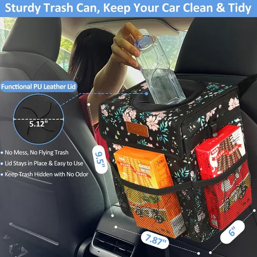 Miniatura 2 de ELONGRIVER - Basurero para asiento trasero o delantero de automóvil, a prueba de fugas, bolsa de basura para vehículos utilitarios deportivos