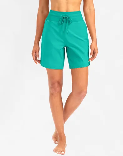 Miniatura 3 de G Gradual Pantalones cortos de natación de cintura alta de secado rápido de 7 pulgadas con bolsillos con cremallera, UPF 50+, pantalones cortos