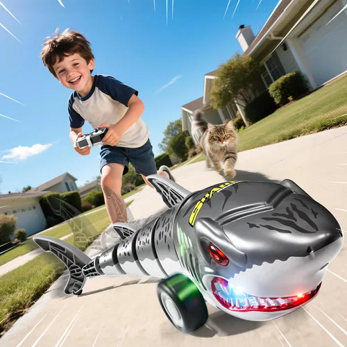 Miniatura 2 de Juguetes de tiburón de control remoto de 2.4 GHz para niños y niños, coche eléctrico de tiburón RC con luz, todo terreno RC car camión