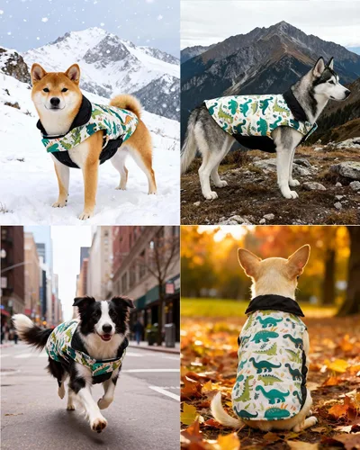 Miniatura 5 de CuteBone - Abrigo de invierno para perros, chaleco reversible impermeable y resistente al viento, chaqueta gruesa ajustable para clima frío
