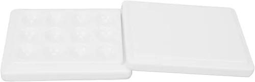 Miniatura 7 de Paleta de pintura de porcelana, suave y reutilizable de 12 pocillos, paleta de pintura de acuarela de color blanco puro con cubierta para artistas