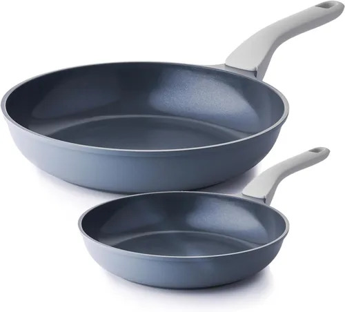 PRICUSIS - Sartén antiadherente de cerámica con mango de enfriamiento, sartén para huevos y tortilla y para chefs, compatible con inducción y apta