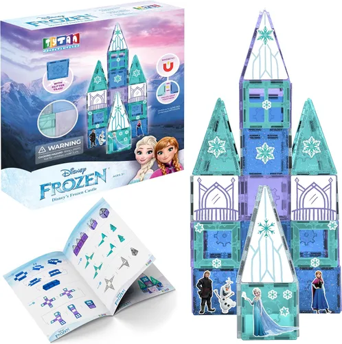 Tytan Toys Disney Frozen - Azulejos magnéticos de castillo de princesa, juego de construcción STEAM de 68 piezas con azulejos con purpurina y