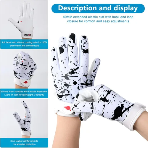 Miniatura 3 de Guantes de fútbol para niños, guantes de receptor ancho de silicona con agarre mejorado para jóvenes
