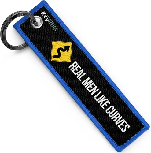 KEYTAILS Llaveros, Etiqueta de Llave de Calidad Premium para Motocicleta, Automóvil, Scooter, ATV, UTV [A Los Hombres Reales Les Gustan Las Curvas]