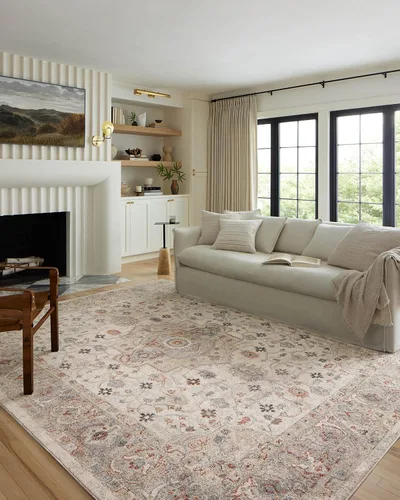 Miniatura 9 de Loloi Odette Collection ODT-05 - Alfombra decorativa beige y plateada de 2 pies y 3 pulgadas x 3 pies y 10 pulgadas