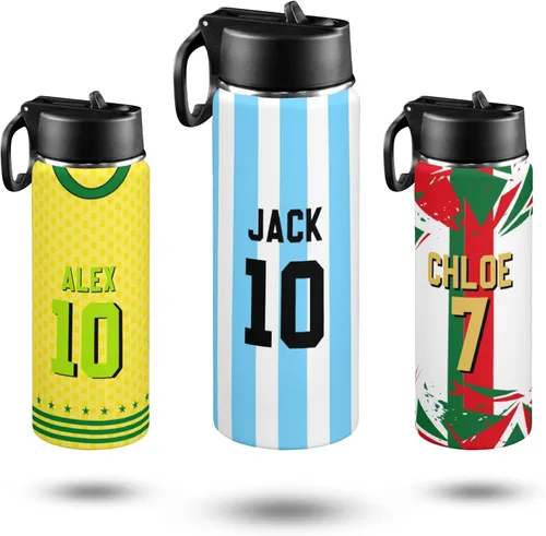 Miniatura 16 de Personalized Kids Water Bottle with Name, 18oz Insulated Stainless Steel Straw, Leak Proof BPA-Free Water Bottle for School, Sports & Travel, Custom