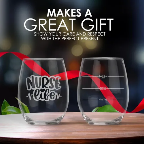 Miniatura 8 de Bad Bananas Regalos para enfermeras para mujeres, copa de vino sin tallo de 21 onzas, tinta plateada metálica, regalos certificados para el día
