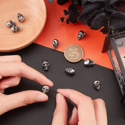 Miniatura 3 de PH PandaHall 10 cuentas espaciadoras de acero inoxidable, cuentas espaciadoras de barril, accesorios de joyería para pulseras, collares, joyería