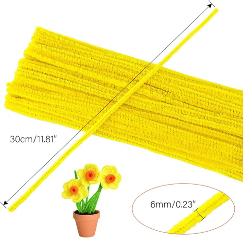 Miniatura 2 de FirstKitchen Limpiadores de tuberías para manualidades, 200 unidades, limpiadores de tuberías amarillos, tallos de chenilles de 0.23 x 12 pulgadas