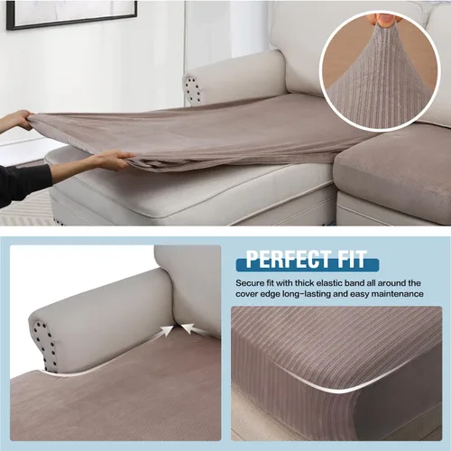 Miniatura 531 de H.VERSAILTEX Funda de cojín elástica de terciopelo para sofá, funda de cojín de felpa para silla, sofá biplaza o sofá, protector de muebles, cojín