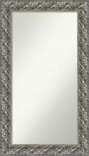 Miniatura 387 de Amanti Art Espejo de baño plateado para sobre fregadero, 26 x 26 pulgadas, espejo cuadrado de níquel pulido, marco de madera tradicional mediano, se
