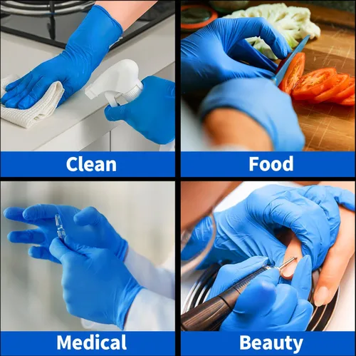 Miniatura 5 de Supmedic Disposable Nitrile Gloves, 5Mil Chemical Resistant Powder-Free Latex-Free Glove Exam Cook Tattoo, Black Blue 100Pcs (azul) s