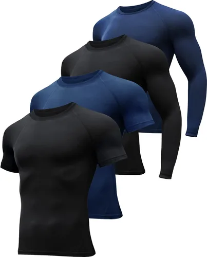 HOPLYNN Paquete de 45 camisetas de compresión de entrenamiento para hombre, manga largacorta, camiseta atlética para deportes