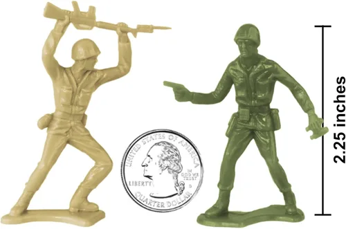 Miniatura 3 de TimMee Cubo de soldados de ejército - Verde OD vs. Tostado 54 piezas de juego de soldados - Fabricado en EE. UU